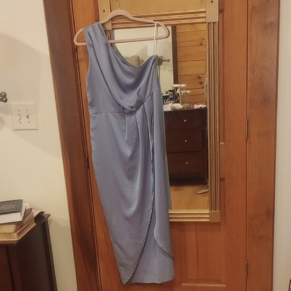 Elegant Blue One-Shoulder Dress
